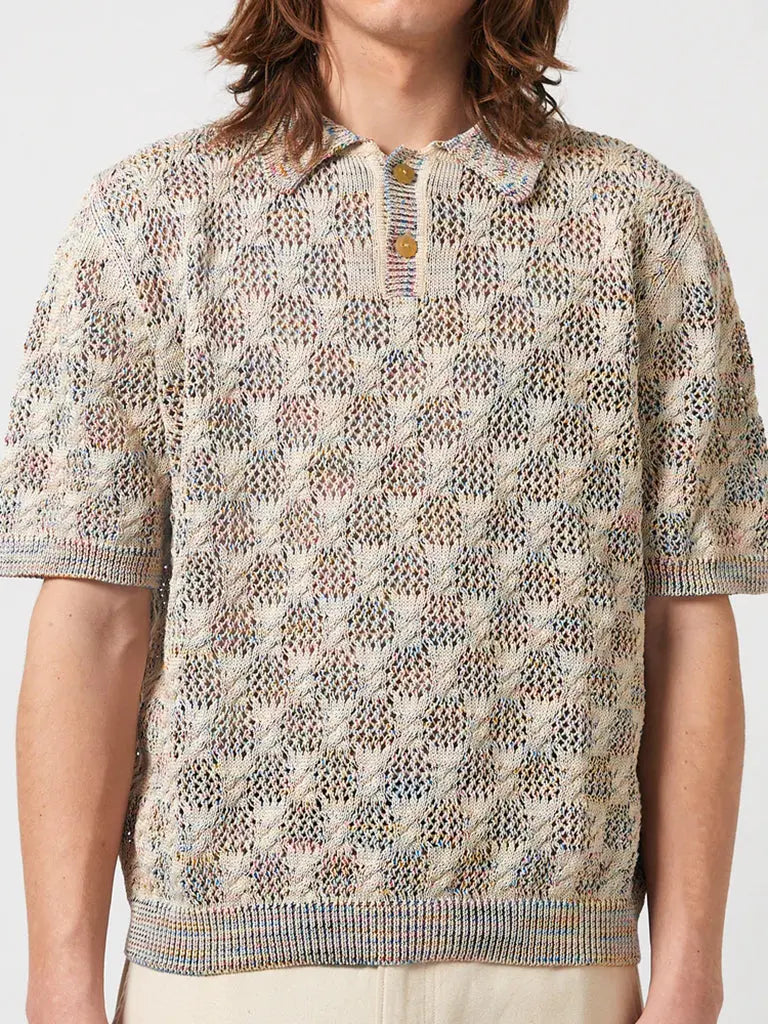 Cable Lace Polo- Natural Corridor