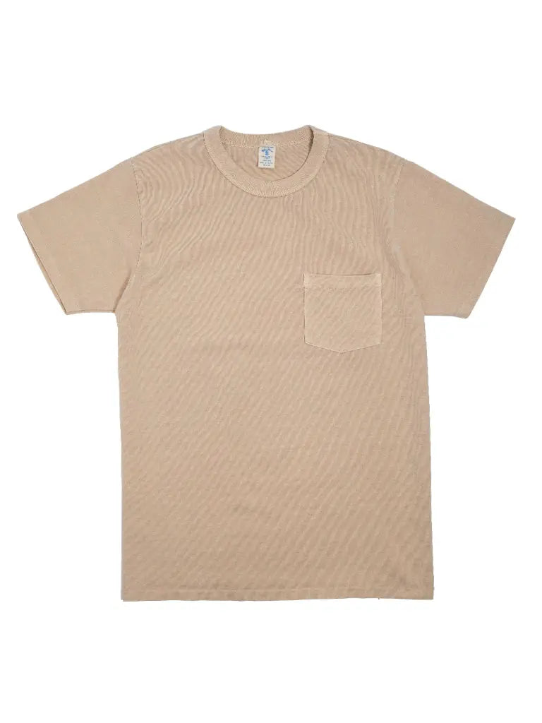 Pigment Dyed Crew Pocket Tee- Smoky Beige Velva Sheen