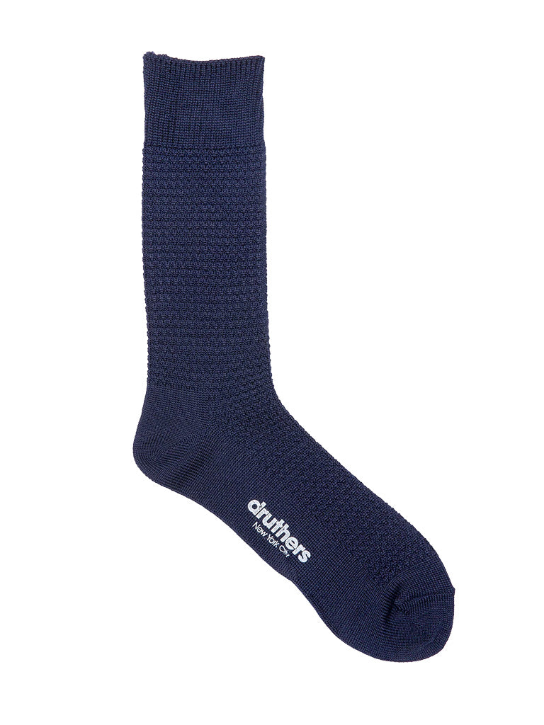 Marino Waffle Sock- Navy Druthers Socks