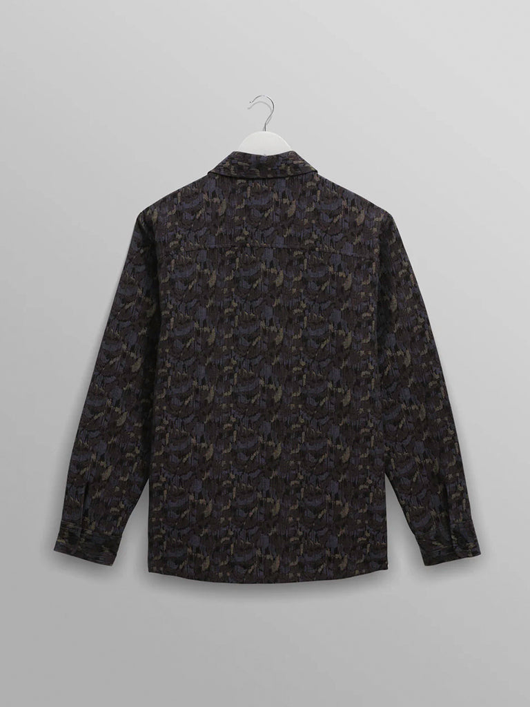 Whiting Overshirt- Navy Camo Jacquard Wax London Jackets