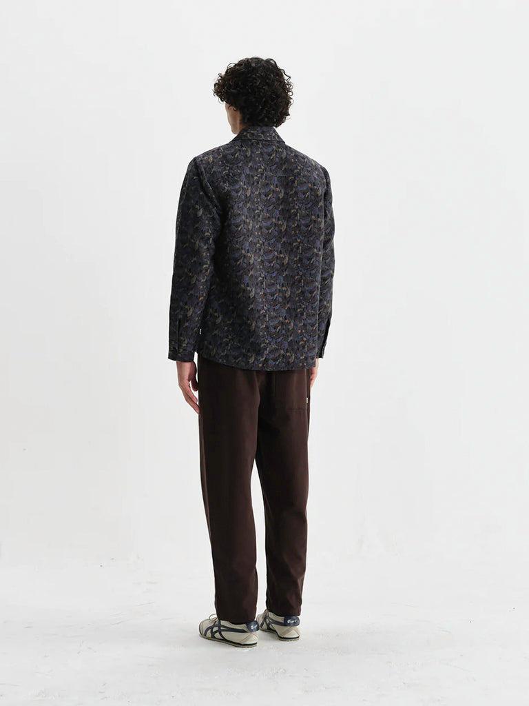 Whiting Overshirt- Navy Camo Jacquard Wax London Jackets