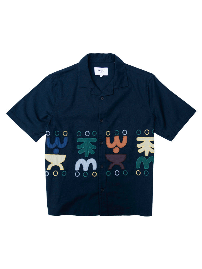 Didcot- Navy Doodle Applique Wax London Shirts