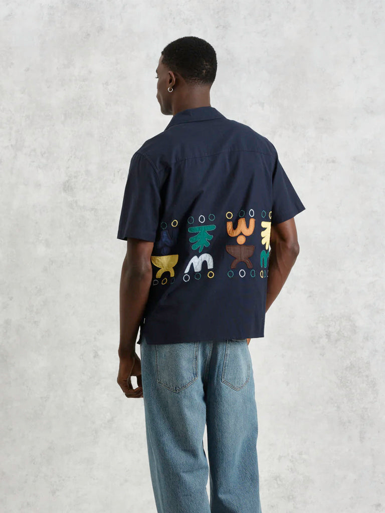 Didcot- Navy Doodle Applique Wax London Shirts