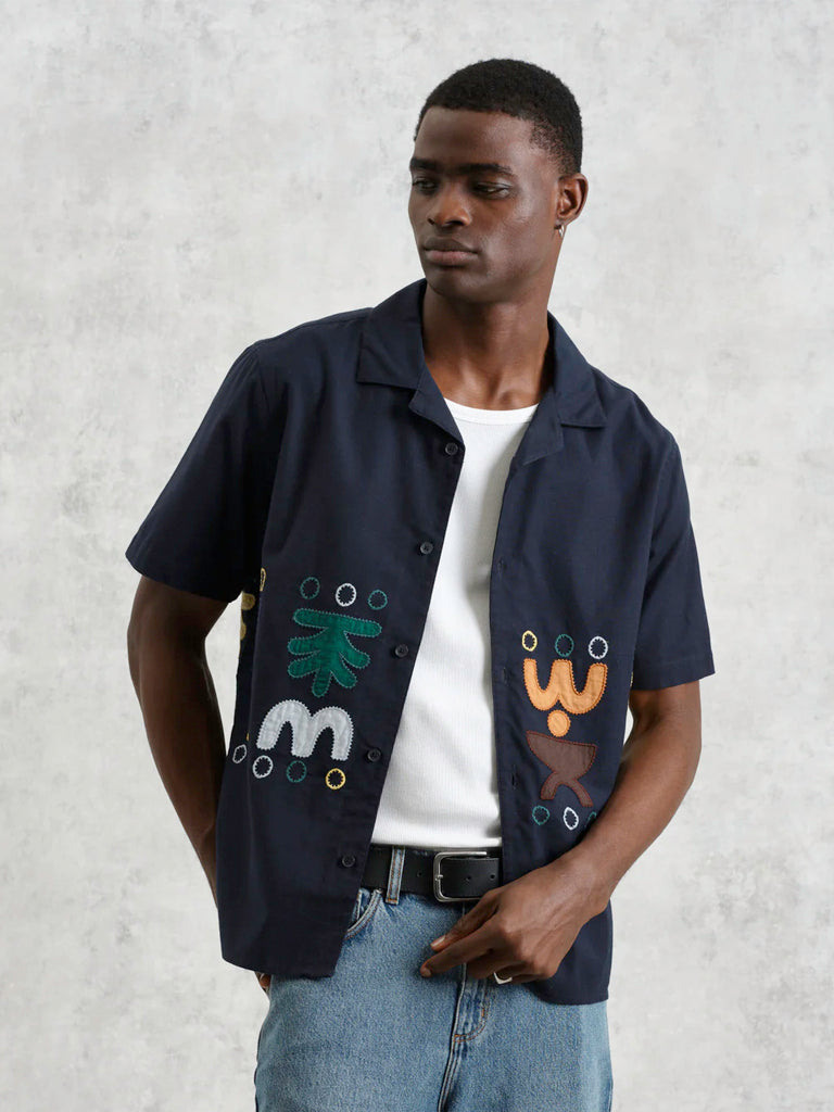 Didcot- Navy Doodle Applique Wax London Shirts
