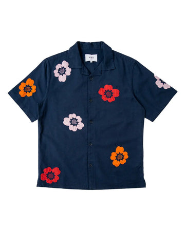 Didcot Shirt- Applique Floral Navy