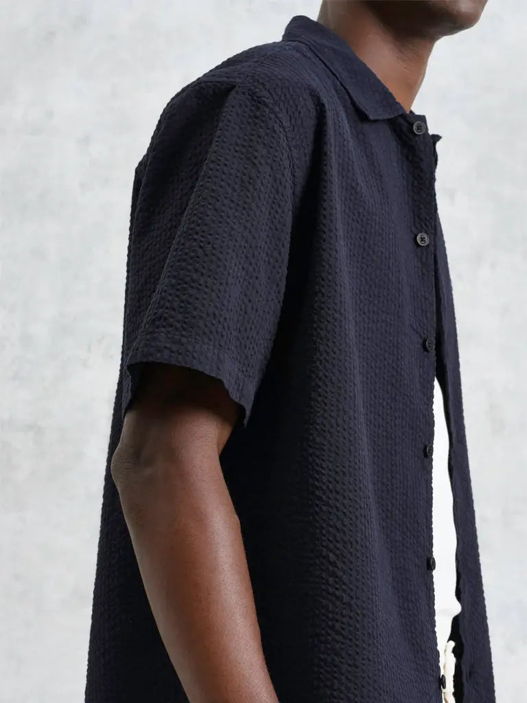 Keats- Navy Seersucker Wax London