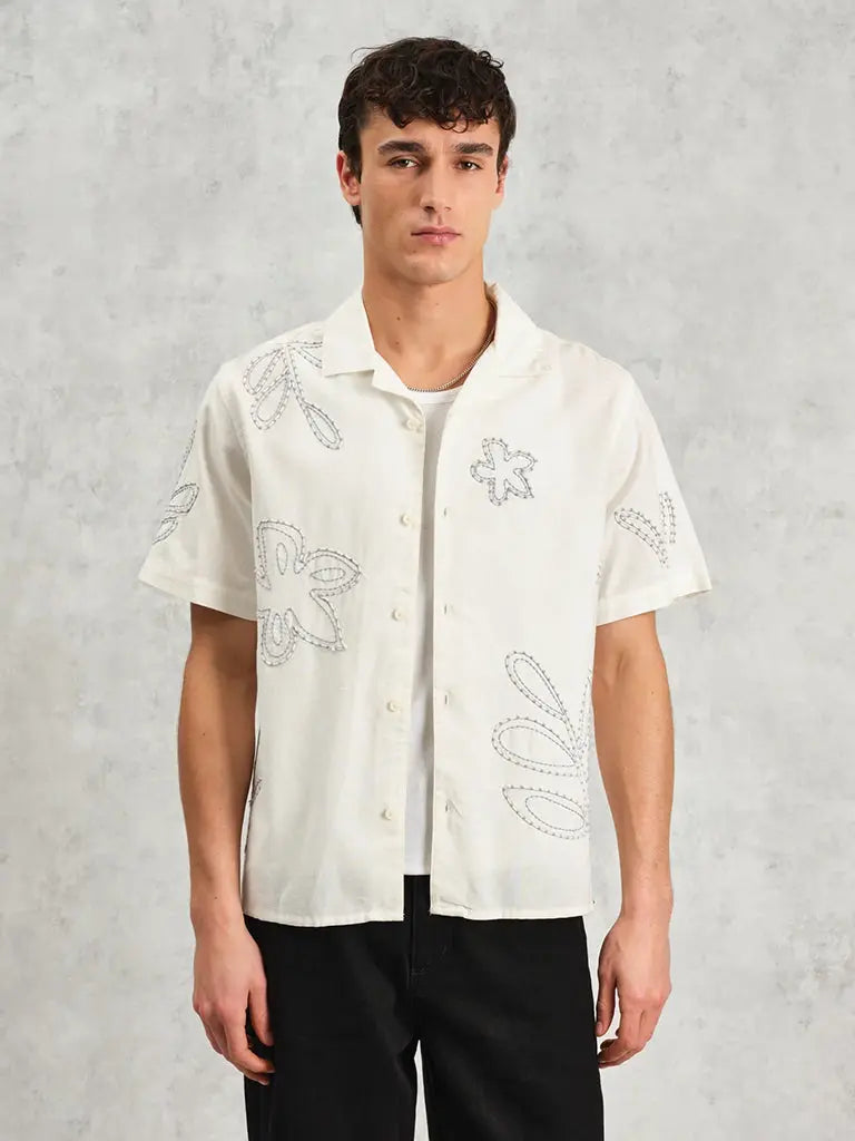Didcot Short Sleeve Shirt- Ecru Wax London