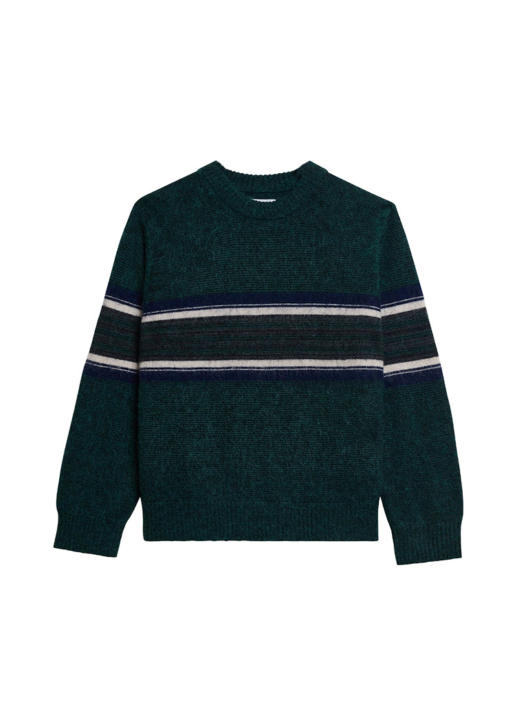Wilde Crew- Dark Green Brush Preppy Wax London Sweaters