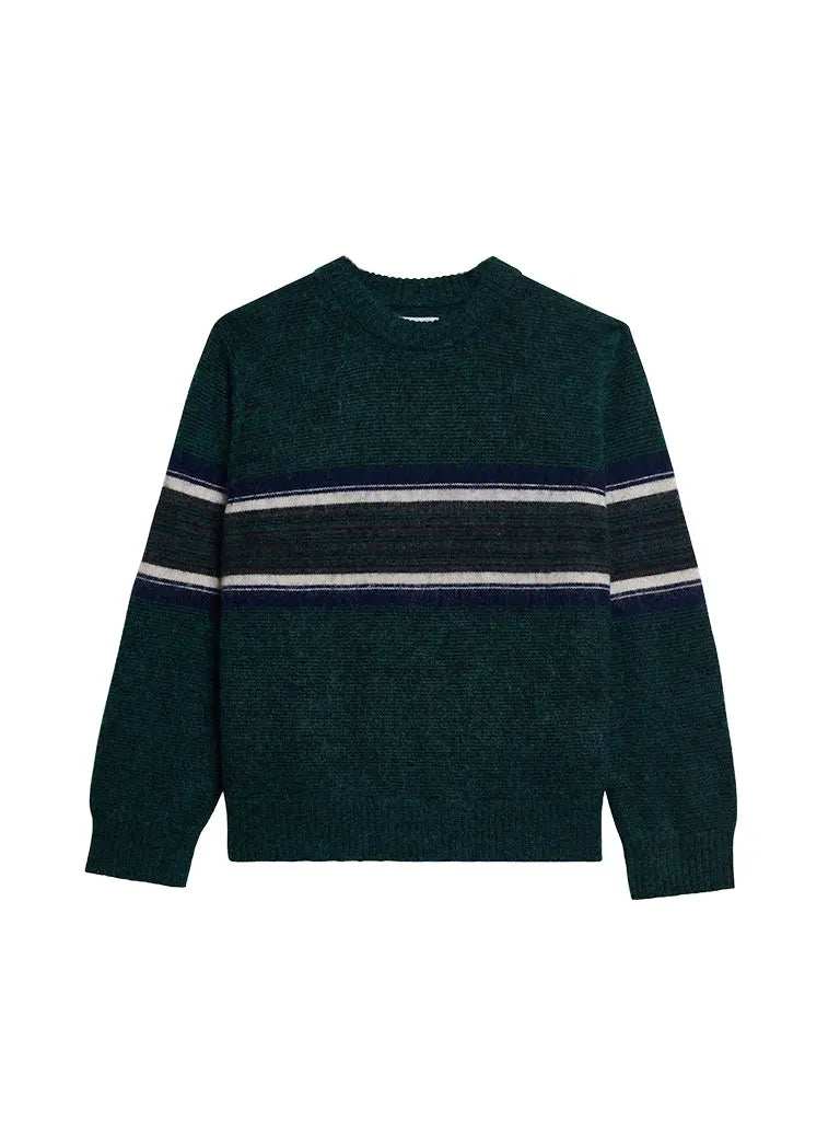 Wilde Crew- Dark Green Brush Preppy Wax London Sweaters