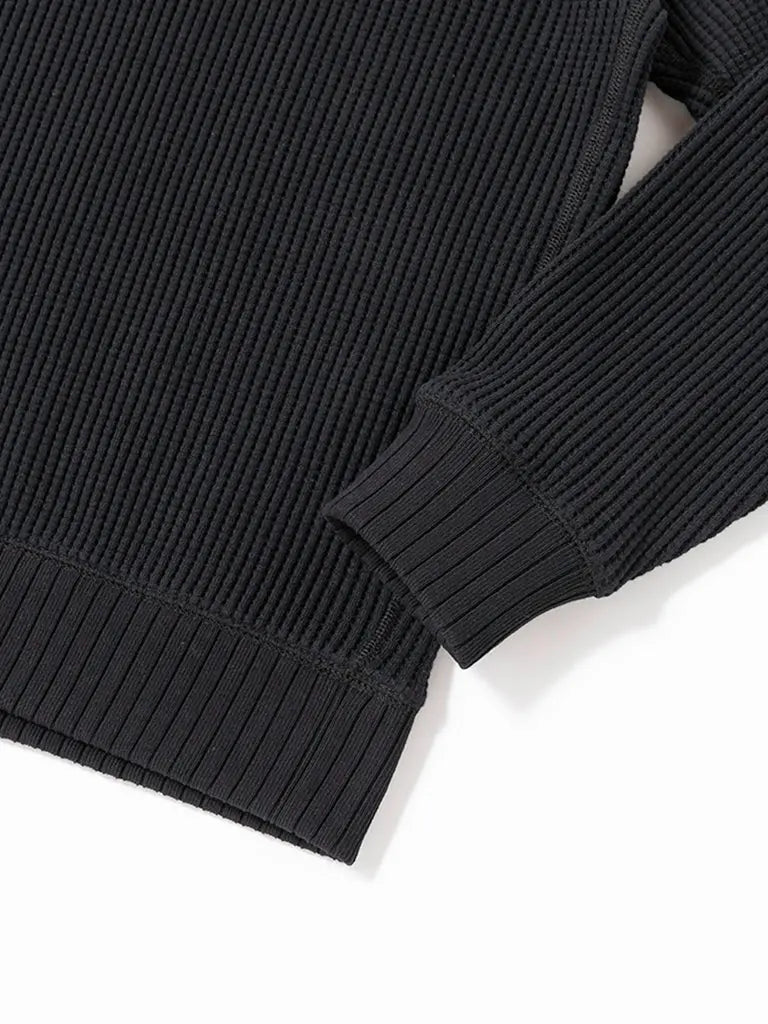 Waffle Midneck- Black Jackman Sweaters