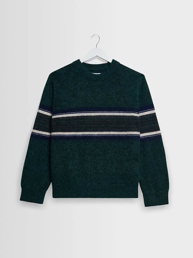 Wilde Crew- Dark Green Brush Preppy Wax London Sweaters