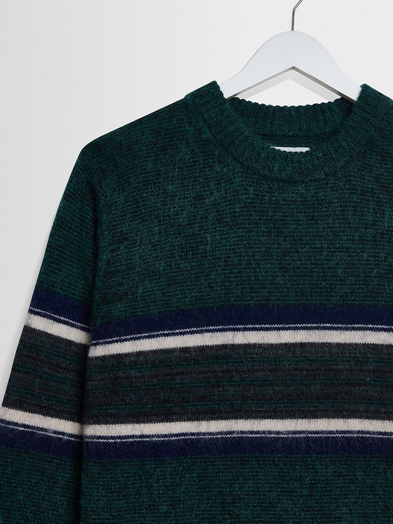Wilde Crew- Dark Green Brush Preppy Wax London Sweaters