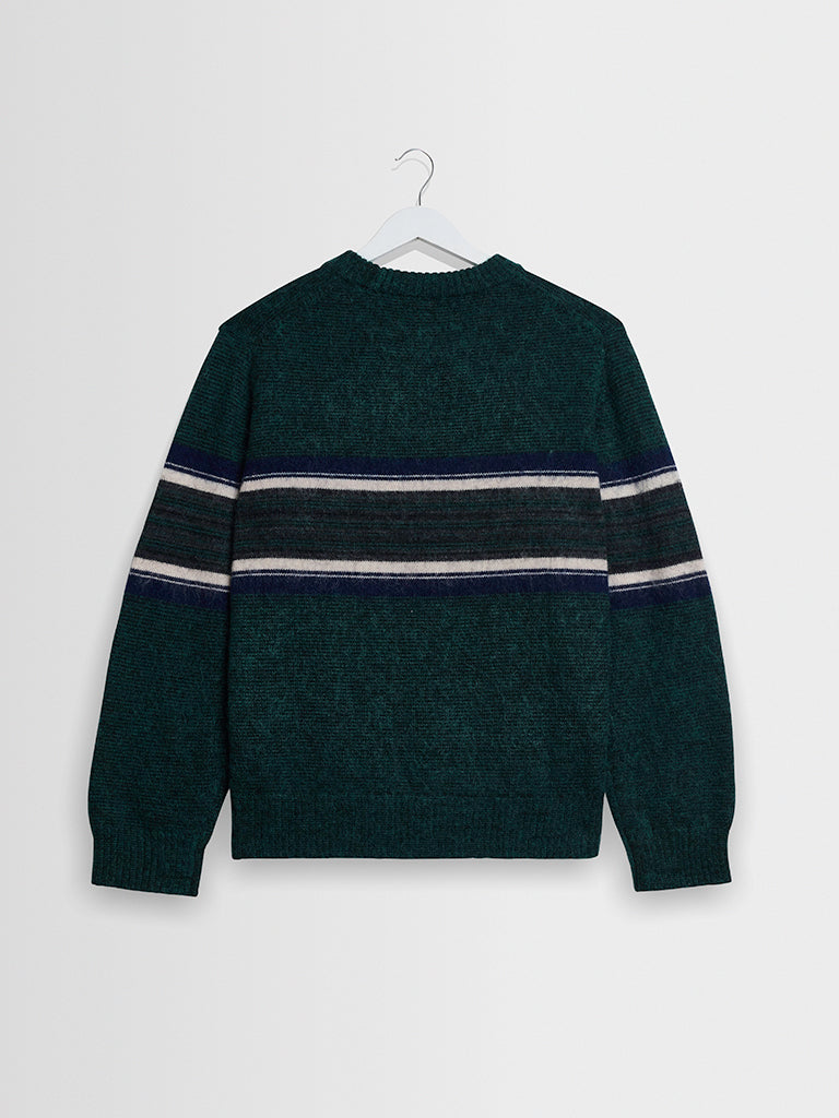 Wilde Crew- Dark Green Brush Preppy Wax London Sweaters