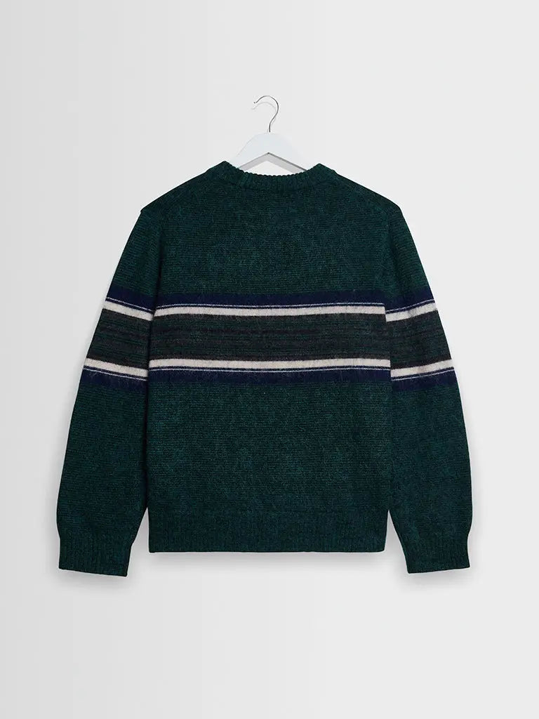 Wilde Crew- Dark Green Brush Preppy Wax London Sweaters