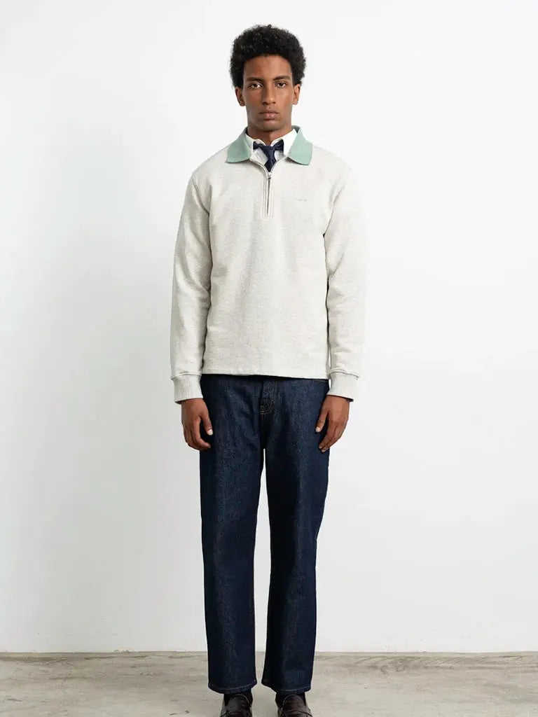 Mini logo Zip Polo- Grey Melange Edmmond Studios Sweaters