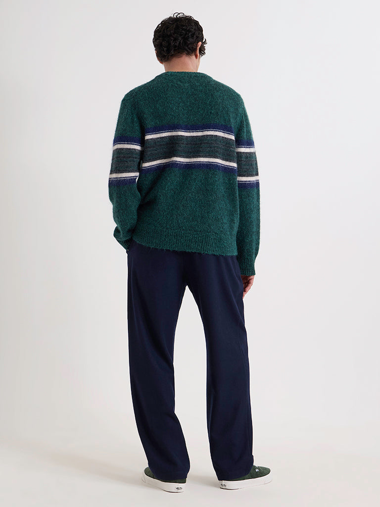 Wilde Crew- Dark Green Brush Preppy Wax London Sweaters