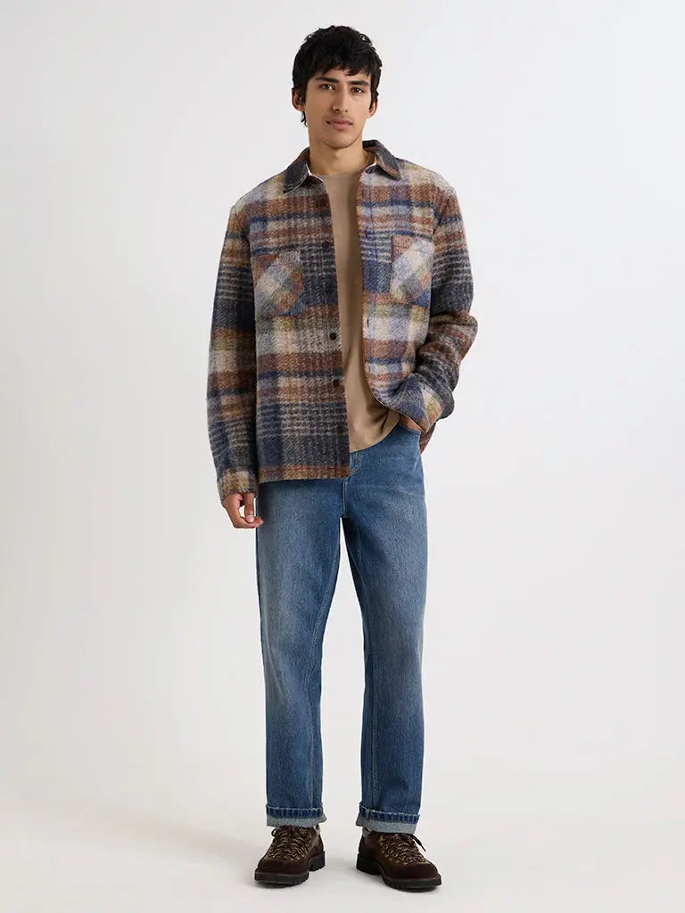 Whiting Overshirt- Oatmeal Multi Ari Wool Blend Wax London Jackets