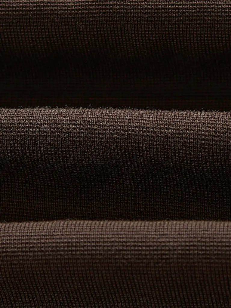 Maley Zip Polo- Dark Brown Milano Knit Wax London Sweaters