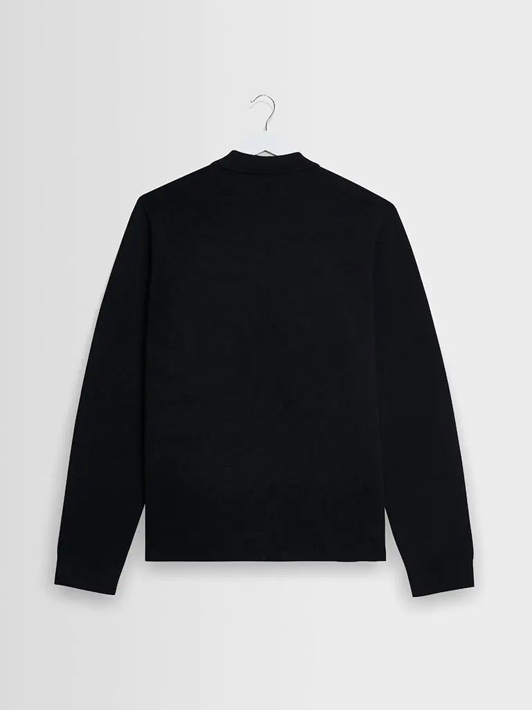 Maley Zip Polo- Black Milano Knit Wax London Sweaters