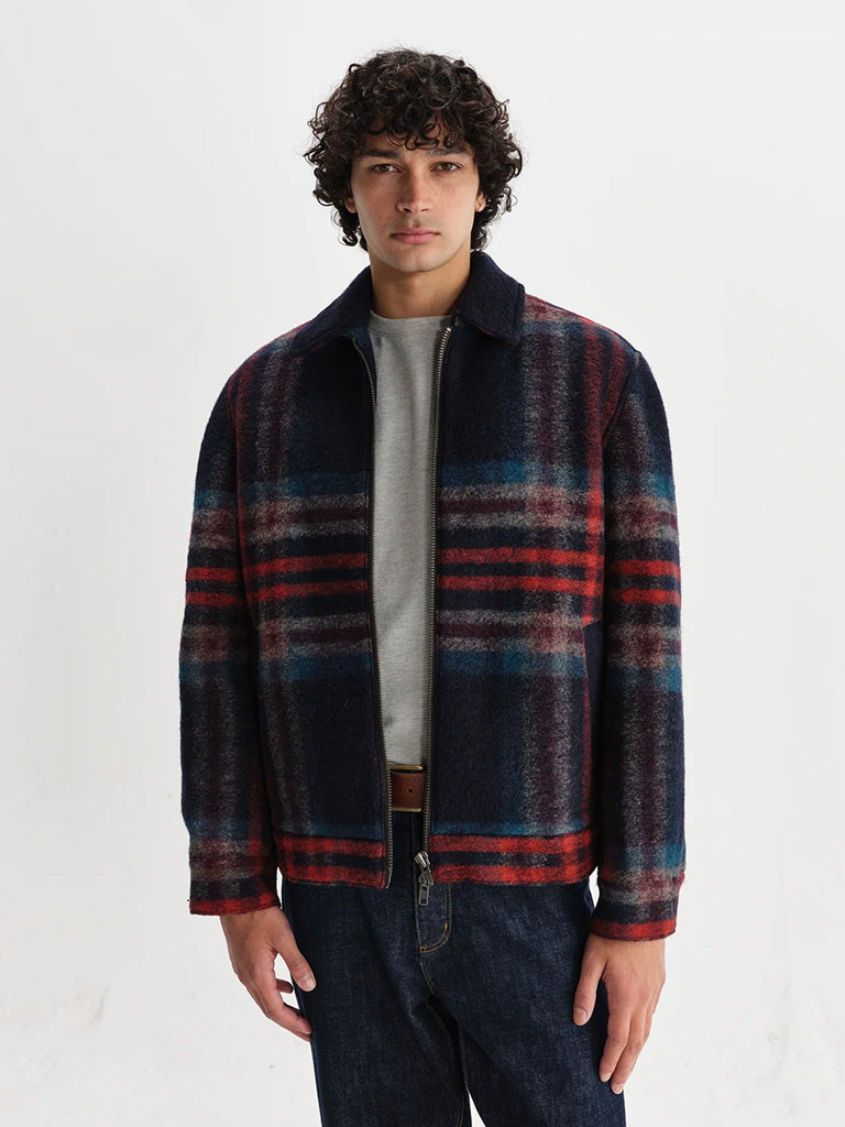 Heath Jacket - Navy & Multicolor Check Italian Wool Wax London Jackets