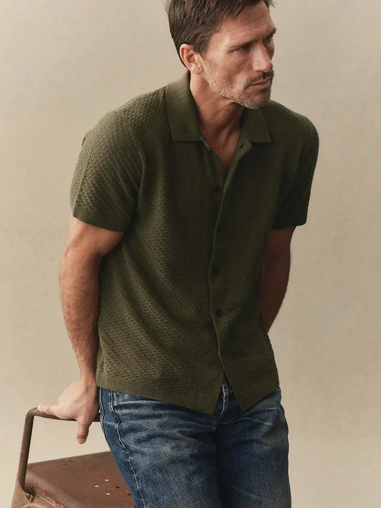 Arlo Sweater Polo- Cilantro Taylor Stitch Shirts