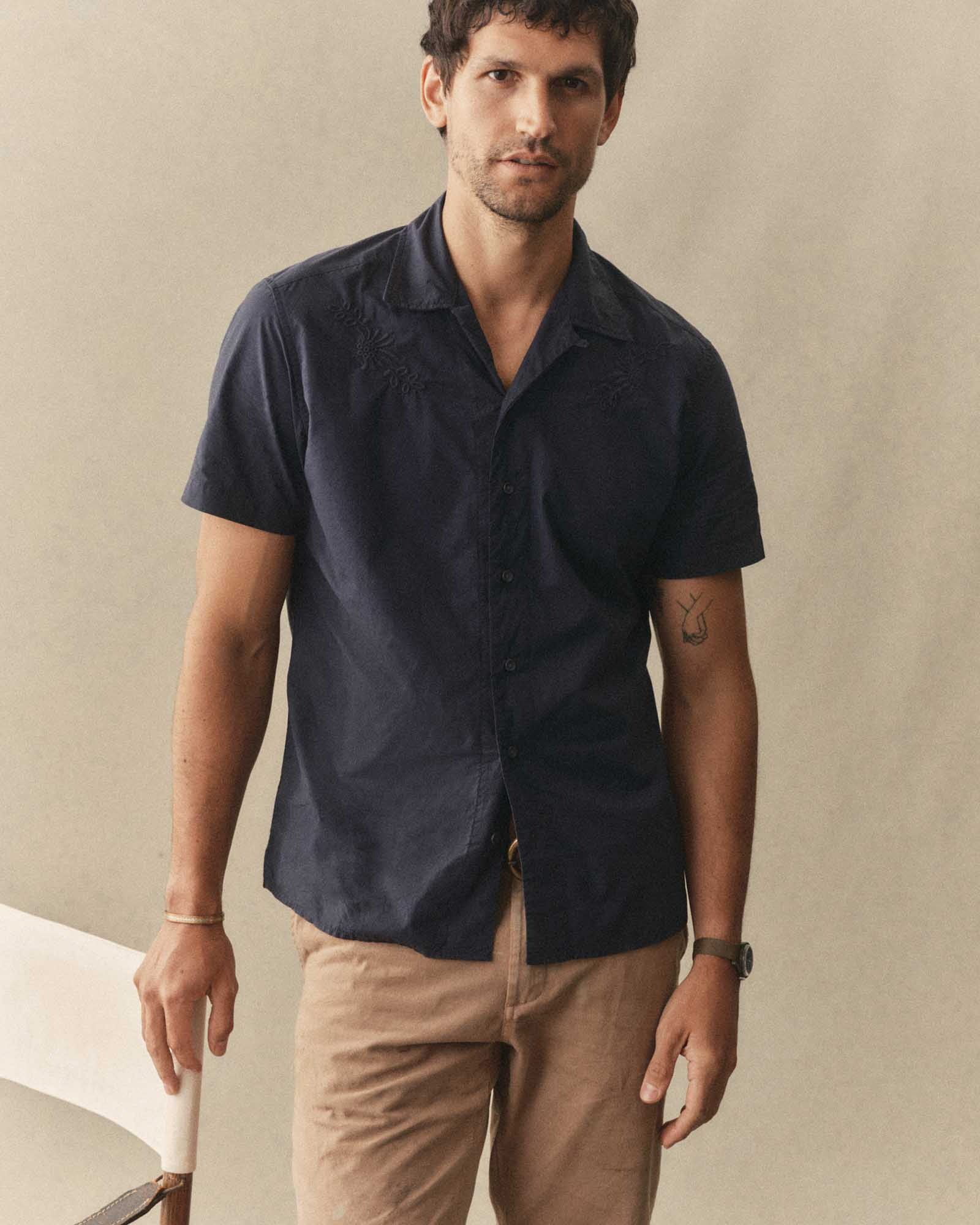 Davis Shirt- Navy Floral Embroidery Taylor Stitch Shirts