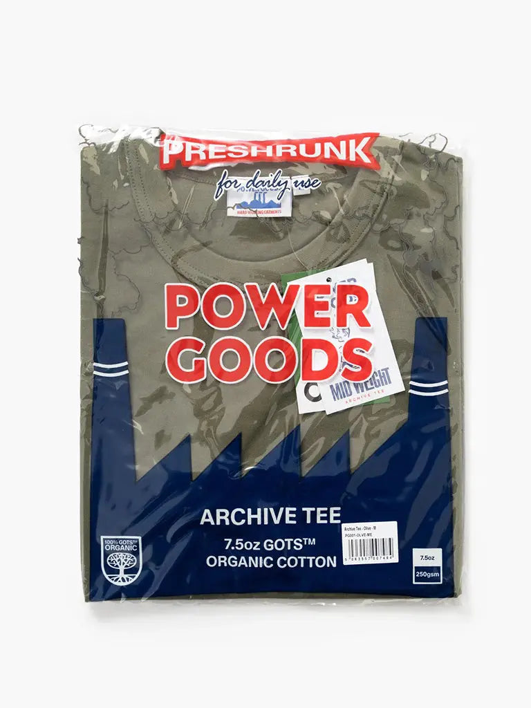 Archive Tee- Olive Power Goods Tee Shirts