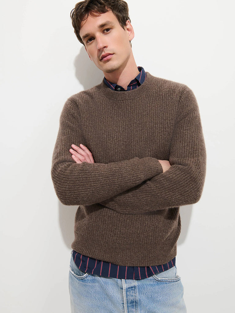Jordan Sweater- Heather Espresso Cashmere Alex Mill Sweaters