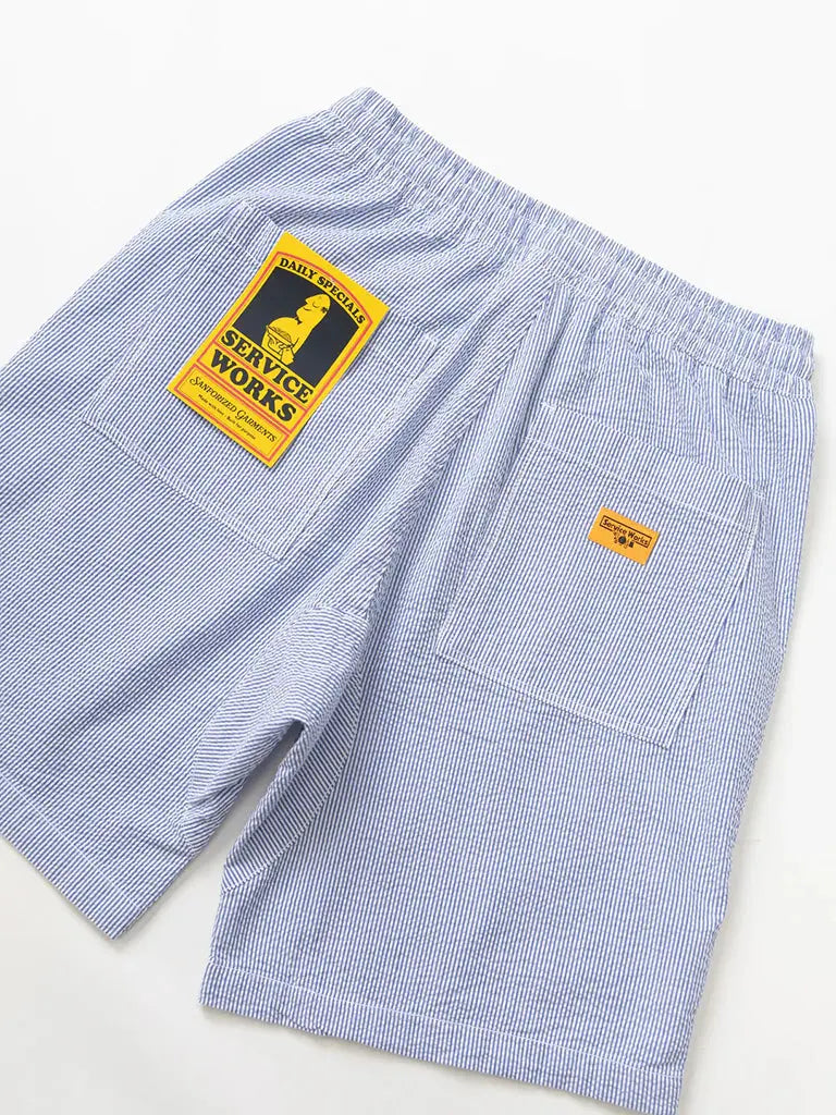 Seersucker Chef Short- Navy Stripe Service Works Shorts