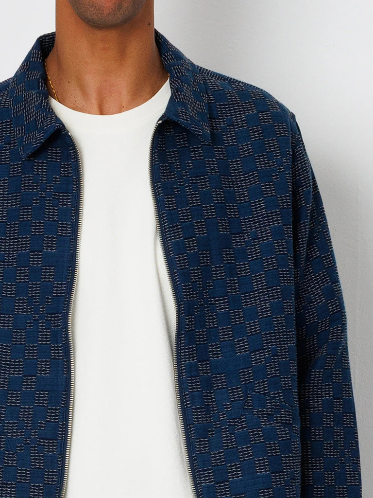 Signal Blouson- Indigo Mix Checkerboard Folk Jackets