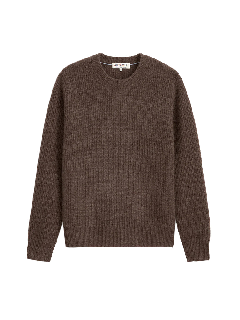 Jordan Sweater- Heather Espresso Cashmere Alex Mill Sweaters
