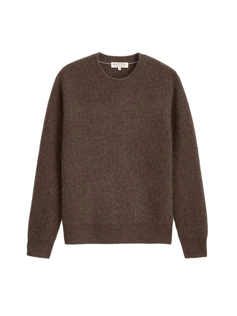 Jordan Sweater- Heather Espresso Cashmere Alex Mill Sweaters