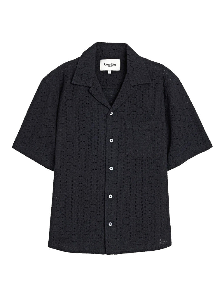 Floral Eyelet Shirt- Black Corridor Shirts