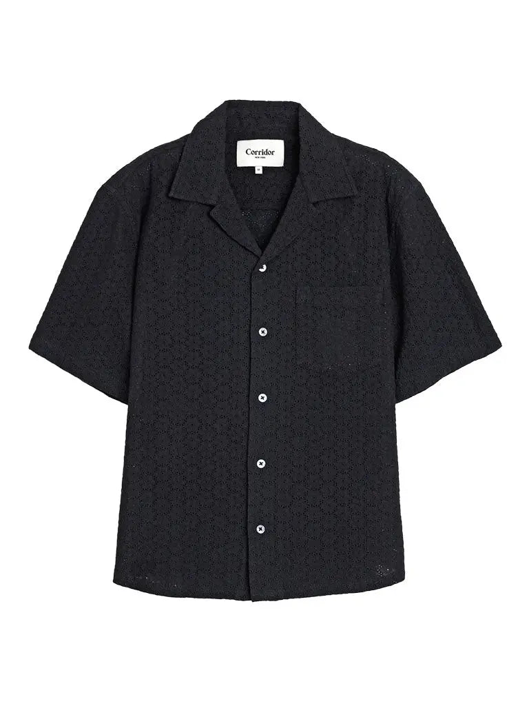 Floral Eyelet Shirt- Black Corridor Shirts