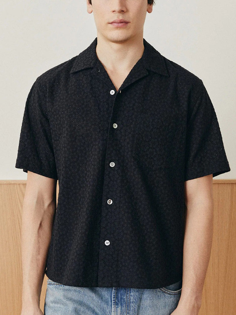 Floral Eyelet Shirt- Black Corridor Shirts