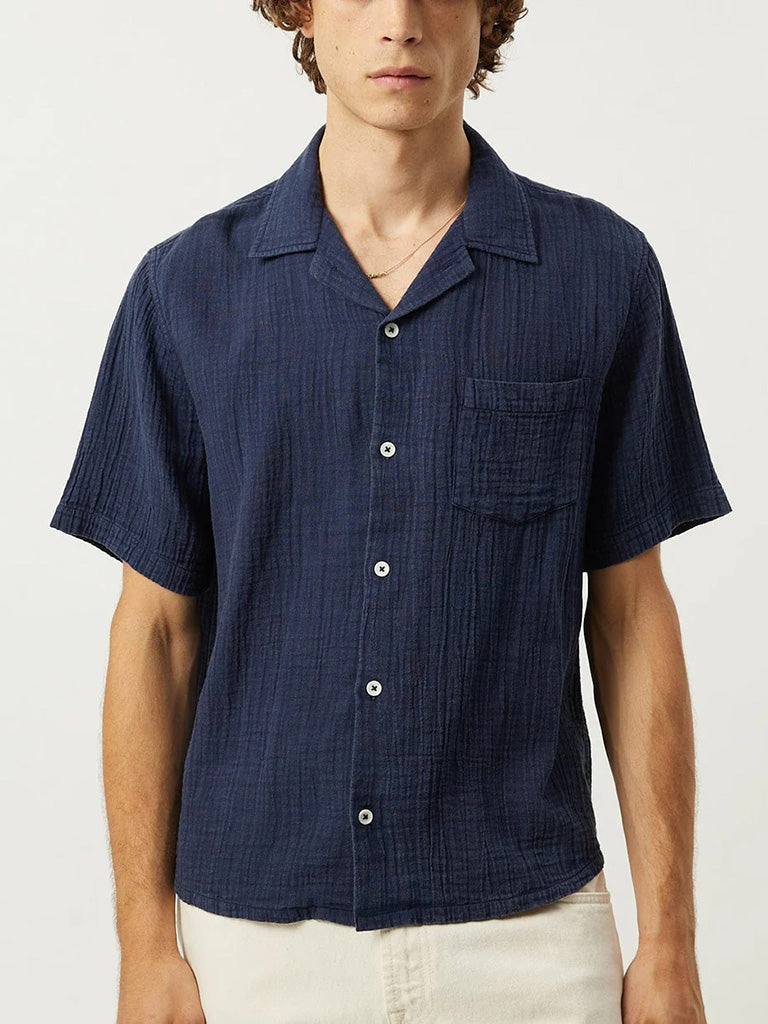 Double Cloth SS Shirt- Navy Corridor Shirts