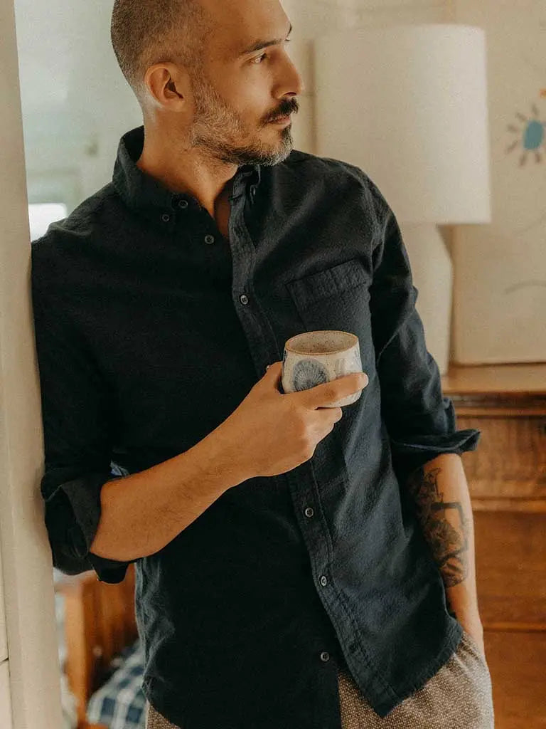 Jack Shirt- Dark Navy Seersucker Taylor Stitch
