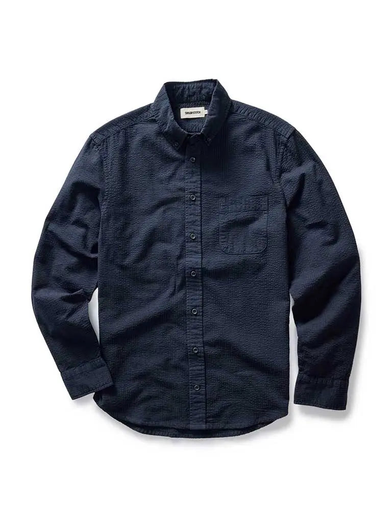 Jack Shirt- Dark Navy Seersucker Taylor Stitch