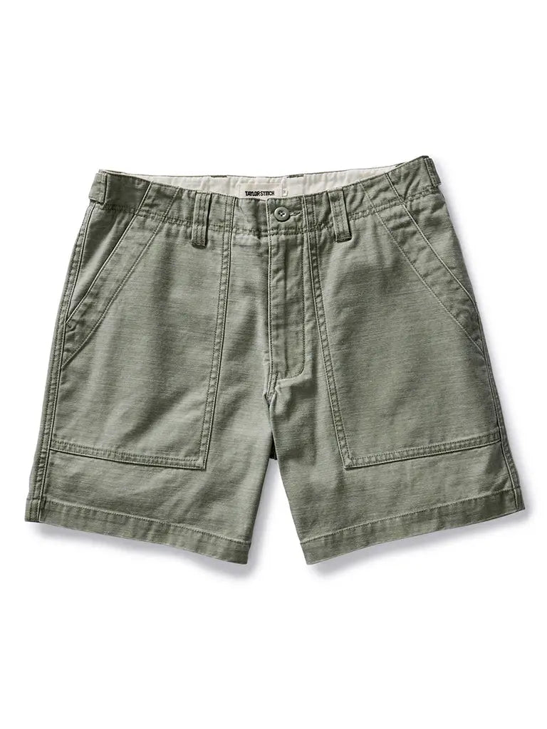 Surplus Short- Feild Olive Reverse Sateen Taylor Stitch