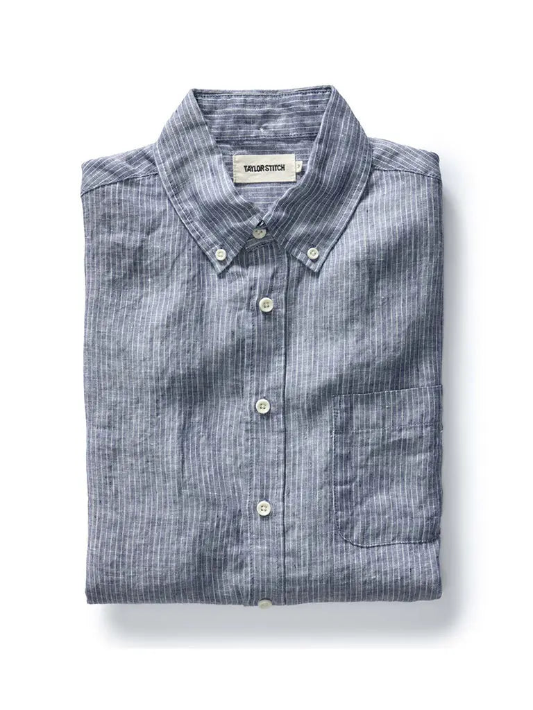 Jack Shirt- Sky Stripe Linen Taylor Stitch