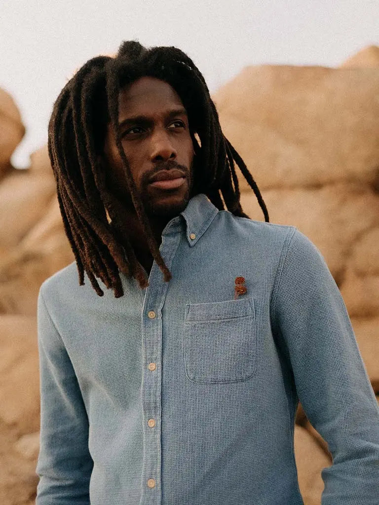Jack Shirt- Washed Indigo Waffle Taylor Stitch