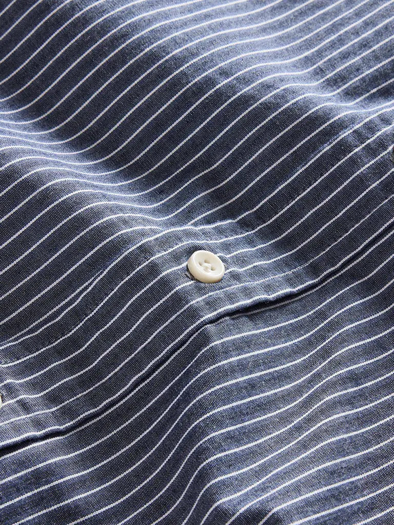 Jack Shirt- Rinsed Indigo Stripe Taylor Stitch
