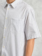 Kew Short Sleeve Shirt- White Stripe Wax London