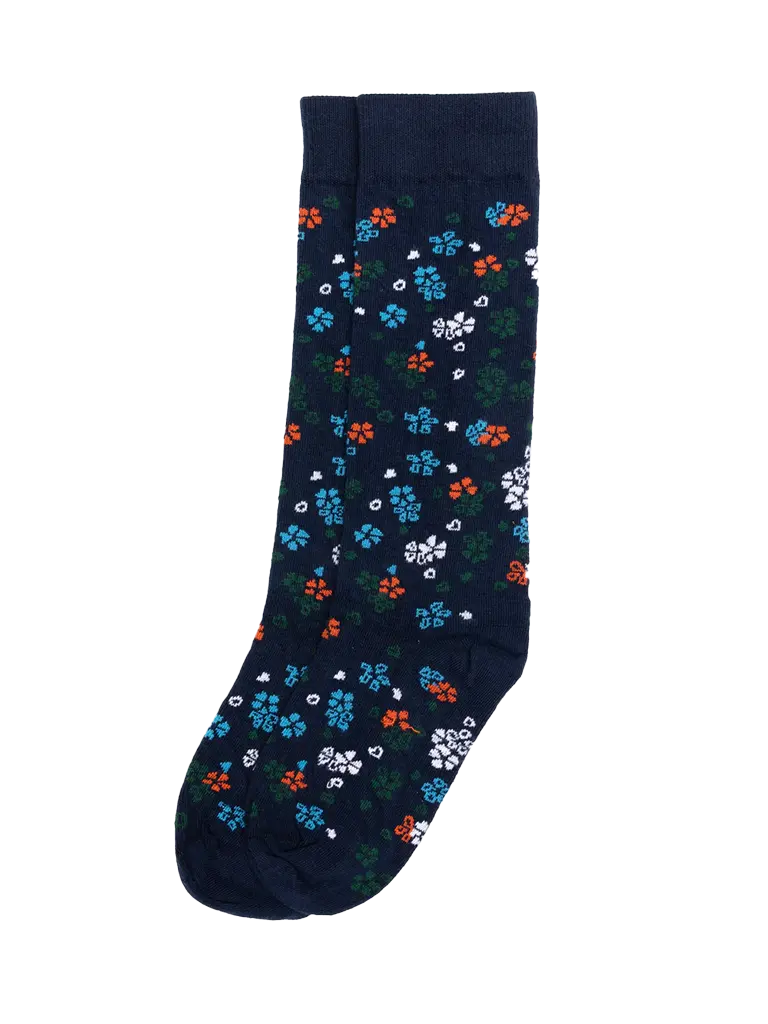 Floral Crew Sock- Navy American Trench