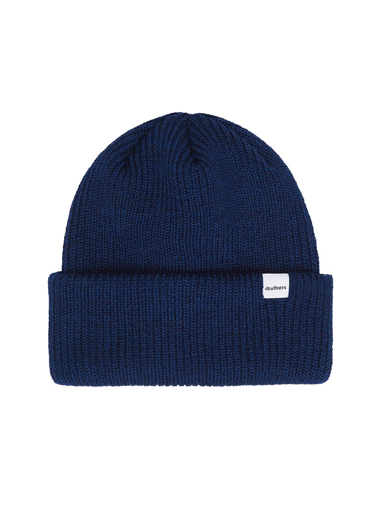Merino Wool 1x1 Knit Beanie- Navy Druthers Hats