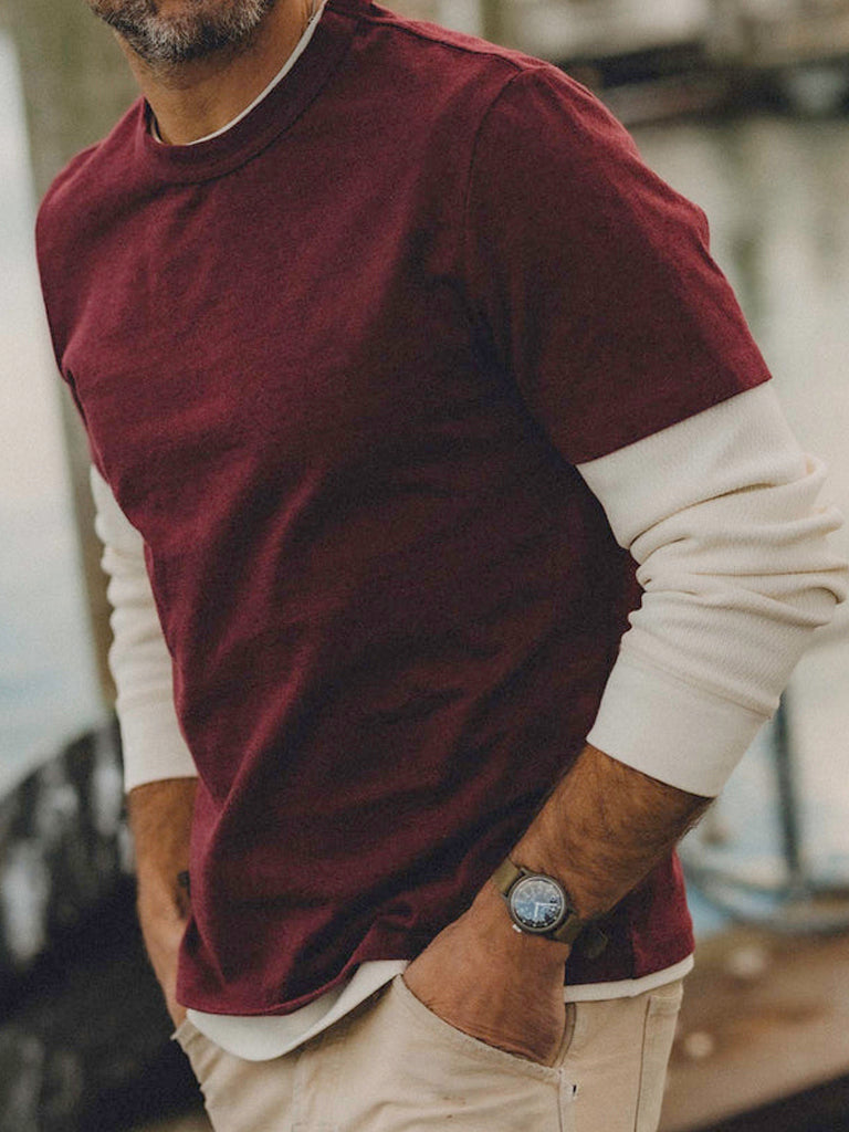 Organic Cotton Shop Tee- Dried Cherry Twist Taylor Stitch Tee Shirts