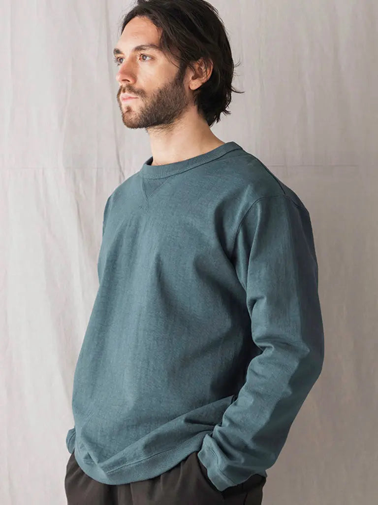 Dotsume Rib Long Sleeve Tee- Cloudy Green Jackman Tee Shirts