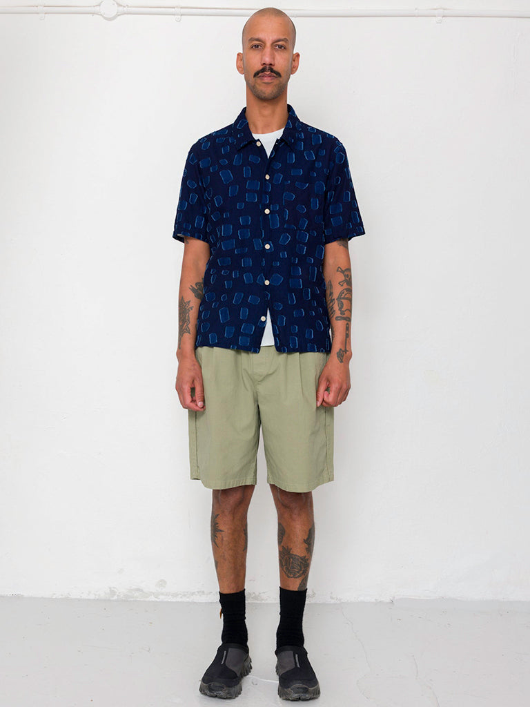 Gabe Shirt- Indigo Irregular Dot Folk Shirts
