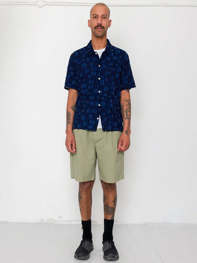 Gabe Shirt- Indigo Irregular Dot Folk Shirts