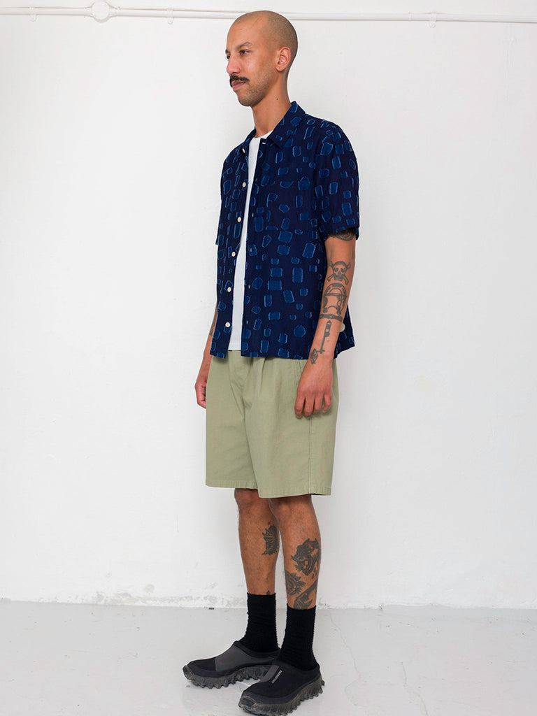 Gabe Shirt- Indigo Irregular Dot Folk Shirts